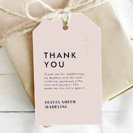 Etiquetas Para Regalos Bautizo Cruz Dorada Minimalista Moderna