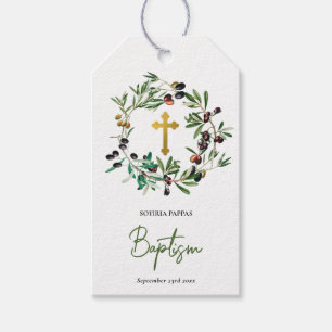 Etiquetas Para Regalos Bautizo ortodoxo griego de olivas y follaje
