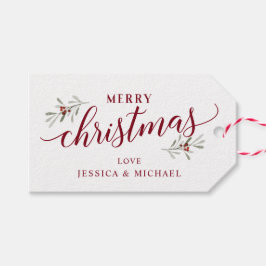 Etiquetas Para Regalos Bayas de Acebo de Navidad Elegante Feliz Navidad