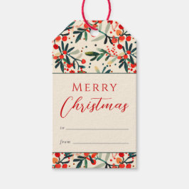 Etiquetas Para Regalos Bayas rojas de acebo modernas Feliz Navidad