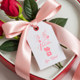 Etiquetas Para Regalos Be My Valentines Pink White Typography