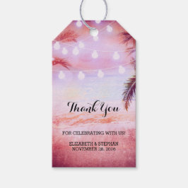 Etiquetas Para Regalos Beach Sunset String Luces Palmeras Boda Gracias