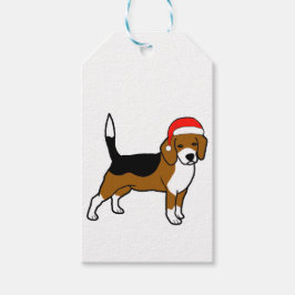 Etiquetas Para Regalos Beagle con sombrero de Santa