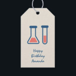 Etiquetas Para Regalos Beaker & Test Tube Science Cumpleaños<br><div class="desc">Etiquetas de regalo con un lindo dibujo de un tubo de prueba y un vaso de precipitados. Perfecto para los amantes de la ciencia.</div>