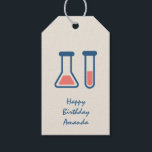 Etiquetas Para Regalos Beaker & Test Tube Science Cumpleaños<br><div class="desc">Etiquetas de regalo con un lindo dibujo de un tubo de prueba y un vaso de precipitados. Perfecto para los amantes de la ciencia.</div>