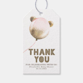 Etiquetas Para Regalos Bear Balloon Gold Pink and Brown Gracias