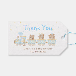 Etiquetas Para Regalos Bear Blue Train Baby Shower Gracias