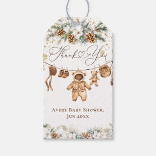 Etiquetas Para Regalos Bear ClothestLine Frío fuera de Baby Shower