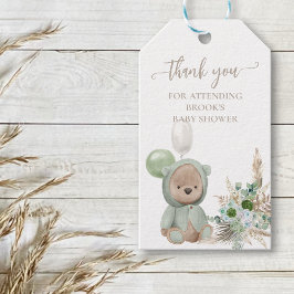 Etiquetas Para Regalos Bearly Wait Green Boho Bear Favor