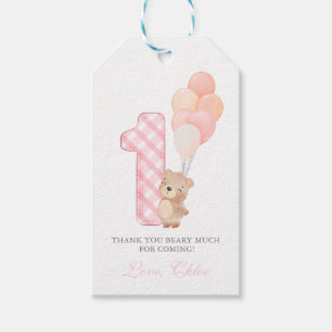 Etiquetas Para Regalos Beary First Teddy Bear Chica Partido del Cumpleaño