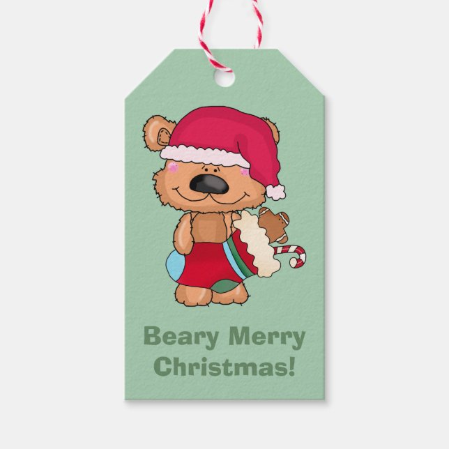 Etiquetas Para Regalos Beary Merry Christmas (Anverso)