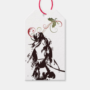 Etiquetas Para Regalos Beautiful Horse and Holly Winter Holiday Christmas