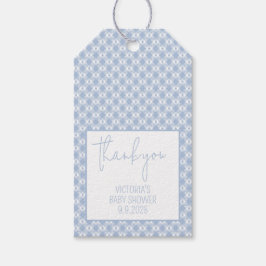 Etiquetas Para Regalos Bebé a Bordo Gingham Cuadros Pastel Azul Polvo