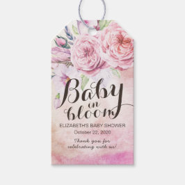 Etiquetas Para Regalos Bebé Baby Shower en pluma de flores bohemias