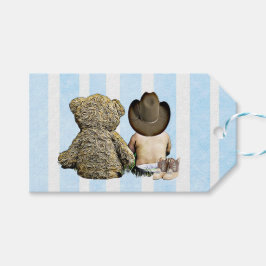Etiquetas Para Regalos Bebé bovino y oso de peluche gracias