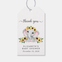 Etiquetas Para Regalos Bebé Chica Ducha Sunflowers Elephant Gracias