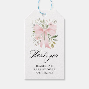 Etiquetas Para Regalos Bebé con lazo rosa en floración Shower de bebé niñ