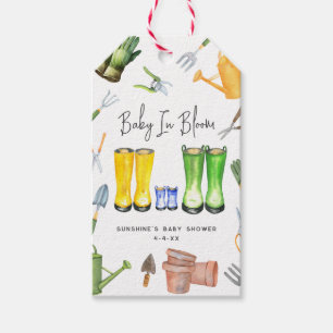 Etiquetas Para Regalos Bebé En Bloom Lluvia Azul Boots Gardening