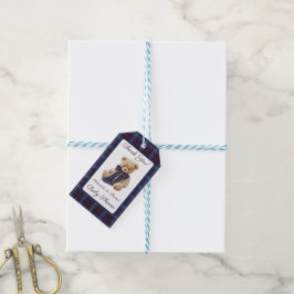 Etiquetas Para Regalos Bebé en camino con temática de oso escocés: agrade