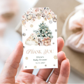 Etiquetas Para Regalos Bebé, está frío fuera del oso Baby Shower Gracias