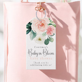 Etiquetas Para Regalos Bebé floral rosado Rubor en un Baby Shower en flor