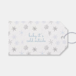 Etiquetas Para Regalos Bebé, hace frío afuera, copo de nieve gracias