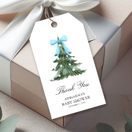 Etiquetas Para Regalos Bebé hace frío fuera del invierno Azul Bow Gracias