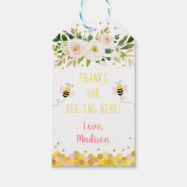 Etiquetas Para Regalos Bee Pink Gold Floral Birday Gracias