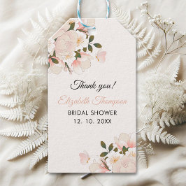 Etiquetas Para Regalos Beige Pink Floral Pattern Bridal Shower