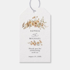 Etiquetas Para Regalos Beige Wild Flowers Wedding