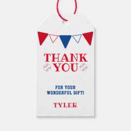 Etiquetas Para Regalos Béisbol azul y rojo moderno gracias a favor