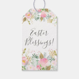 Etiquetas Para Regalos Bendiciones de Pascua Floral Rosa y Oro