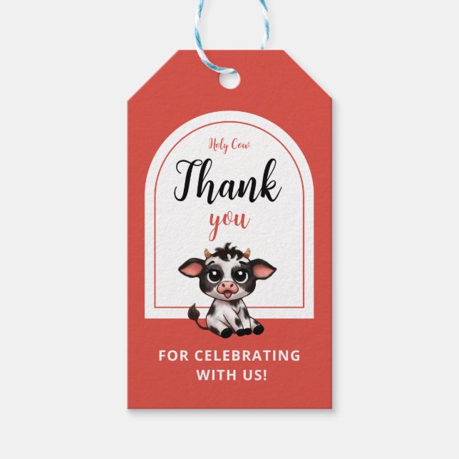 Etiquetas Para Regalos bendita vaca gracias (Anverso)