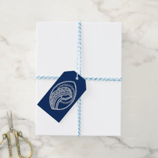 Etiquetas Para Regalos Bendita Virgen María, encaje blanco, azul marino