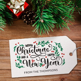 Etiquetas Para Regalos Berries, Feliz Navidad, Feliz Año Nuevo