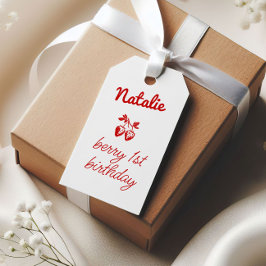 Etiquetas Para Regalos Berry de primera mano con fresas dibujadas por esc