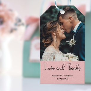 Etiquetas Para Regalos Beso Rosa Elegante Boda Amor y Agradecimiento Foto