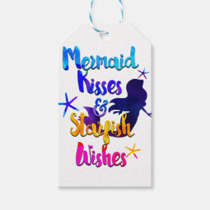 Etiquetas Para Regalos Besos de Sirena y Deseos de Estrella de Mar Acuare