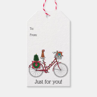 Etiquetas Para Regalos Bicicleta Navidades rojos