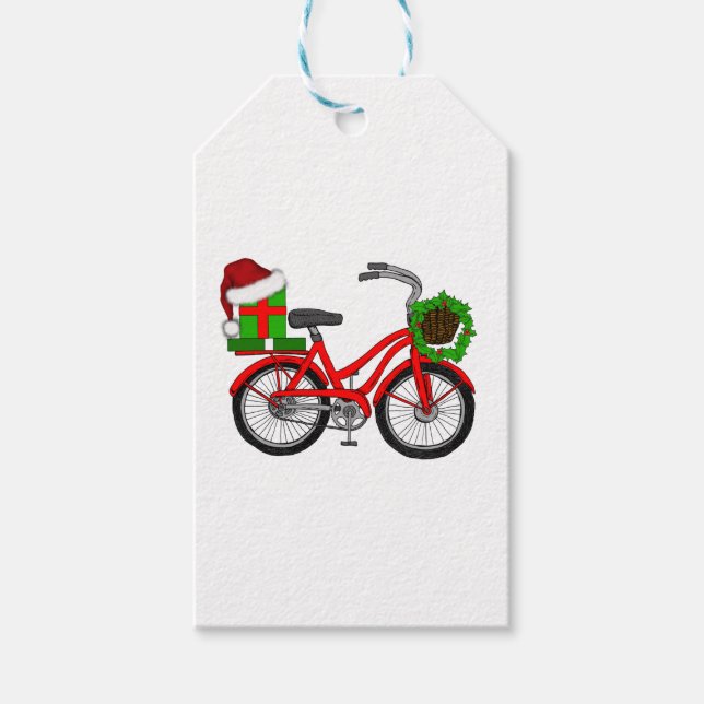 Etiquetas Para Regalos bicicleta navideña (Anverso)