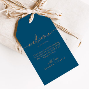 Etiquetas Para Regalos Bienvenida a Boda clásico de la Marina Blue Gold