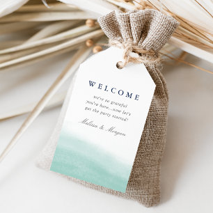 Etiquetas Para Regalos Bienvenida a Boda de acuarela costera de mareas de