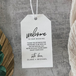 Etiquetas Para Regalos Bienvenida a Boda de caligrafía caprichosa