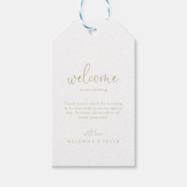 Etiquetas Para Regalos Bienvenida a Boda de guión de afición Gold Love Fa