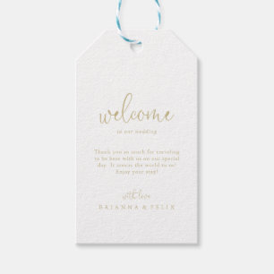 Etiquetas Para Regalos Bienvenida a Boda de guión de afición Gold Love Fa