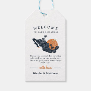 Etiquetas Para Regalos Bienvenida a Boda de mapa naval de Cabo San Lucas