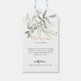 Etiquetas Para Regalos Bienvenida a Boda del follaje verde oro