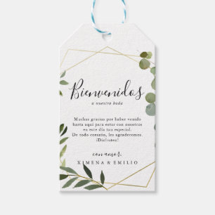Etiquetas Para Regalos Bienvenida a Boda español de hojas verdes tropical