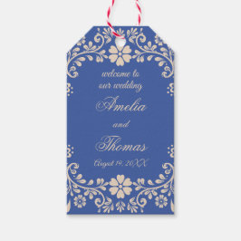 Etiquetas Para Regalos Bienvenida a Boda floral azul mexicano