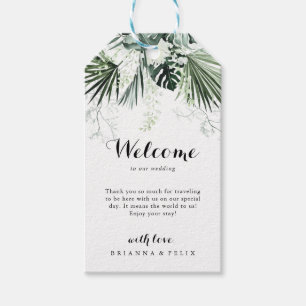 Etiquetas Para Regalos Bienvenida a Boda Floral Blanca Tropical